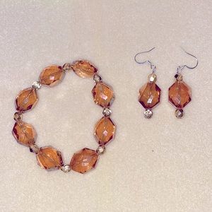 Handmade custom glass bead bracelet and earring set